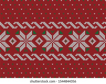 Christmas seamless vector knitted pattern 