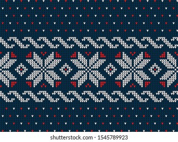 Christmas seamless vector knitted pattern 
