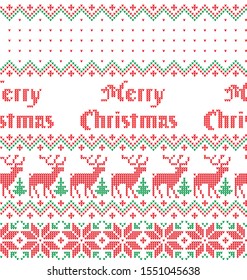 Christmas seamless vector knitted pattern