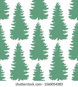 Christmas seamless vector knitted pattern 