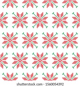 Christmas seamless vector knitted pattern 