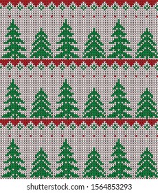 Christmas seamless vector knitted pattern 