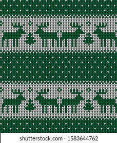 Christmas seamless vector knitted pattern 