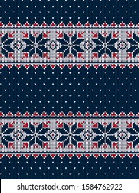 Christmas seamless vector knitted pattern 