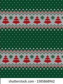 Christmas seamless vector knitted pattern 