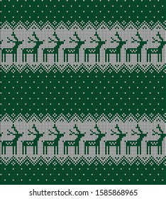 Christmas seamless vector knitted pattern 