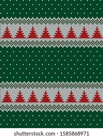 Christmas seamless vector knitted pattern 