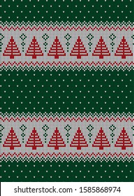 Christmas seamless vector knitted pattern 