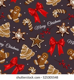 Christmas seamless vector pattern background.  Perfect for wallpapers, web page backgrounds, surface textures, textile.