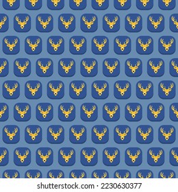 Christmas seamless vector pattern with deer head