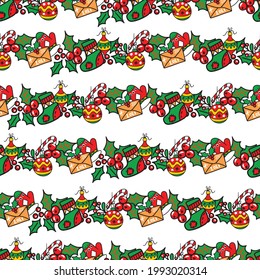 Christmas seamless vector pattern. Doodle Hand drawn elements