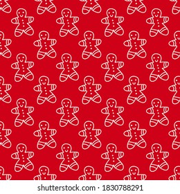 Christmas Seamless Vector Pattern with Gingerbreads