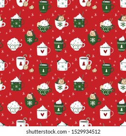 Christmas Seamless Vector Pattern Hedgehog Holiday Mug 