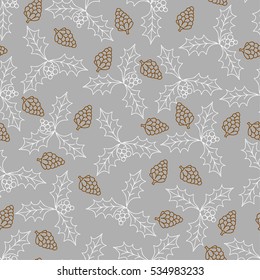 Christmas seamless vector pattern on light gray background