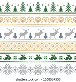 Christmas seamless vector pattern for print, web, and prints. Endless texture for wallpaper, web page background, wrapping paper and etc. Retro style.