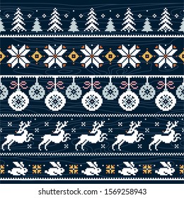 Christmas seamless vector pattern for print, web, and prints. Endless texture for wallpaper, web page background, wrapping paper and etc. Retro style.