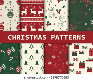 christmas  seamless vector patterns, infinite texture can be used for wallpaper fill, web page background patterns, textures, textures