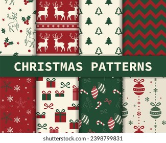christmas  seamless vector patterns, infinite texture can be used for wallpaper fill, web page background patterns, textures, textures