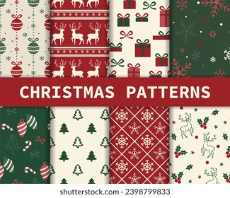 christmas  seamless vector patterns, infinite texture can be used for wallpaper fill, web page background patterns, textures, textures
