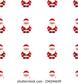 Christmas seamless white background pattern with Santa Claus for Christmas websites and cheerful postcards in a flat style.