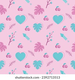 Christmas seamless winter patterns, Vector set of patterns with 
gnomes, gifts, snowflakes, stars on a colored background, Multi-colored 