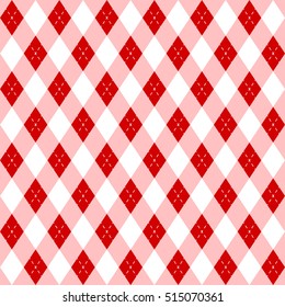 Christmas seamless wrapping paper pattern. Rhombuses and striped lines. Vector background in red and white colors.