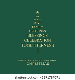 Christmas Season Greetings Green Bg. Merry Christmas Wishes Template Vector Design