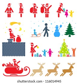 CHRISTMAS SEASON PICTOGRAM SYMBOL COLOR ICON SET