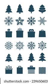 Christmas season vector elements collection isolated on white. Greeting card elements