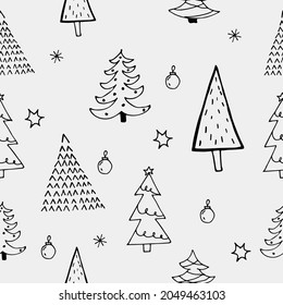 Christmas season vector seamless pattern. Xmas hand-drawn elements