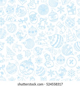 Christmas season vector seamless pattern. Xmas hand-drawn elements. Christmas doodle vector pattern. 2017