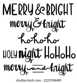 Christmas Season Winter Holiday  vector seasonal wishes phrases quotes set for web digital projects cards posters materials isolated on white background 