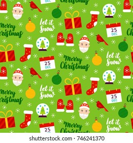 Christmas Seasonal Seamless Pattern. Vector Illustration. Winter Holiday Background.