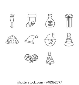 Christmas And Secret Santa Icon Set Flat Black