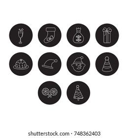 Christmas And Secret Santa Icon Set Flat Black