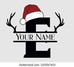 Christmas, Separate Letter Santa Hat, Alphabet, Monogram, for printing greeting cards, screen printing t-shirts, mugs etc