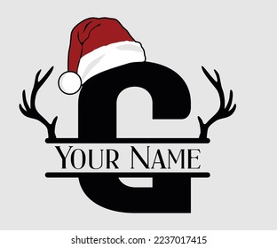 Christmas, Separate Letter Santa Hat, Alphabet, Monogram, for printing greeting cards, screen printing t-shirts, mugs etc