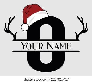 Christmas, Separate Letter Santa Hat, Alphabet, Monogram, for printing greeting cards, screen printing t-shirts, mugs etc