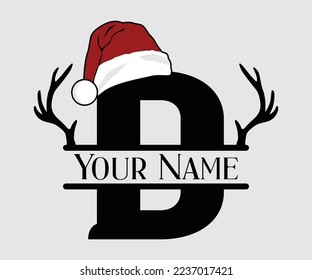 Christmas, Separate Letter Santa Hat, Alphabet, Monogram, for printing greeting cards, screen printing t-shirts, mugs etc