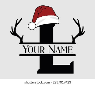 Christmas, Separate Letter Santa Hat, Alphabet, Monogram, for printing greeting cards, screen printing t-shirts, mugs etc