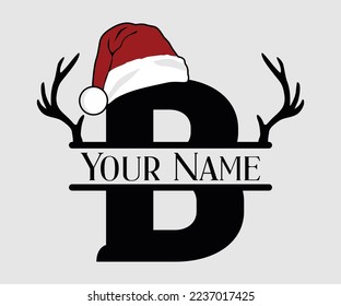 Christmas, Separate Letter Santa Hat, Alphabet, Monogram, for printing greeting cards, screen printing t-shirts, mugs etc