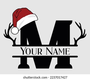 Christmas, Separate Letter Santa Hat, Alphabet, Monogram, for printing greeting cards, screen printing t-shirts, mugs etc