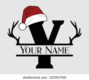 Christmas, Separate Letter Santa Hat, Alphabet, Monogram, for printing greeting cards, screen printing t-shirts, mugs etc