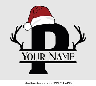 Christmas, Separate Letter Santa Hat, Alphabet, Monogram, for printing greeting cards, screen printing t-shirts, mugs etc