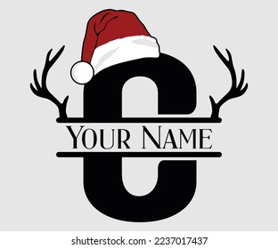 Christmas, Separate Letter Santa Hat, Alphabet, Monogram, for printing greeting cards, screen printing t-shirts, mugs etc