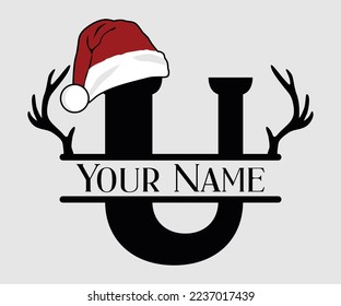 Christmas, Separate Letter Santa Hat, Alphabet, Monogram, for printing greeting cards, screen printing t-shirts, mugs etc