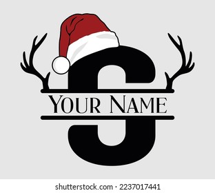 Christmas, Separate Letter Santa Hat, Alphabet, Monogram, for printing greeting cards, screen printing t-shirts, mugs etc