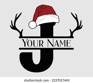 Christmas, Separate Letter Santa Hat, Alphabet, Monogram, for printing greeting cards, screen printing t-shirts, mugs etc