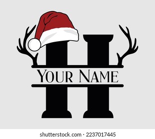 Christmas, Separate Letter Santa Hat, Alphabet, Monogram, for printing greeting cards, screen printing t-shirts, mugs etc