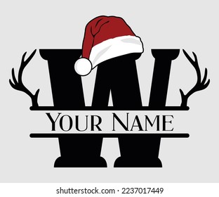 Christmas, Separate Letter Santa Hat, Alphabet, Monogram, for printing greeting cards, screen printing t-shirts, mugs etc